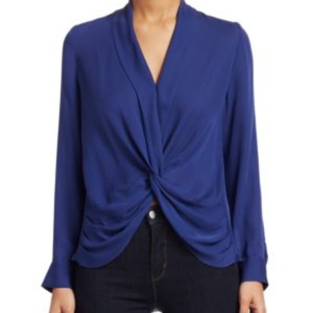 NWT L'Agence Mariposa blue silk twist front blouse, XS